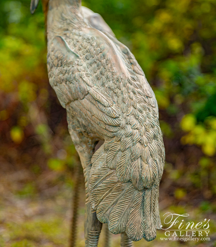 Bronze Fountains  - Patina Bronze Heron Fountain Pair - BF-912